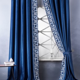 Комплект высоких штор с вышивкой "VALERY" синий