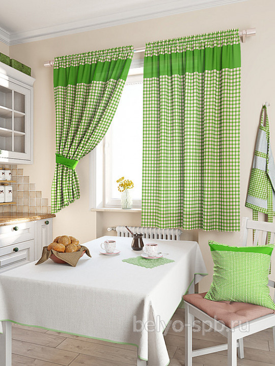 Комплект штор для кухни "Стазия" зеленый