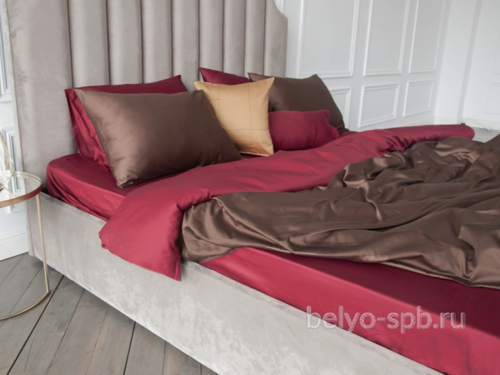 Bordo-chocolate lux, ЕВРО-МАКСИ, сатин-люкс, 100 % египетский хлопок