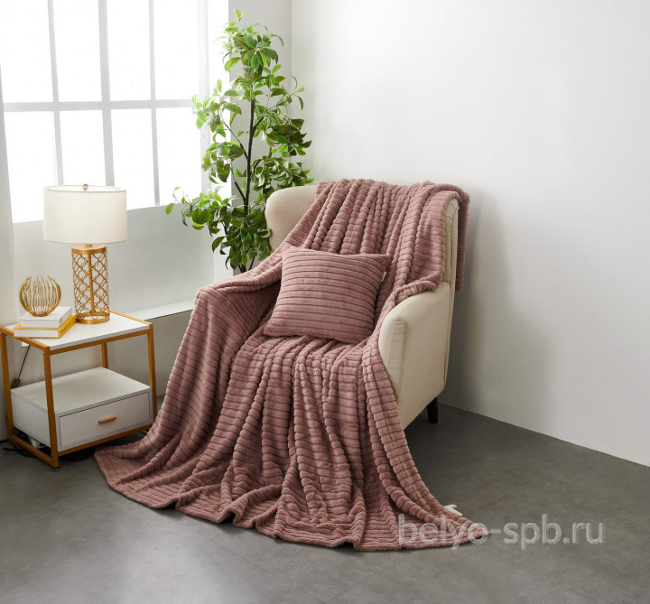 Плед меховой "Орландо" пепел роза 220*240