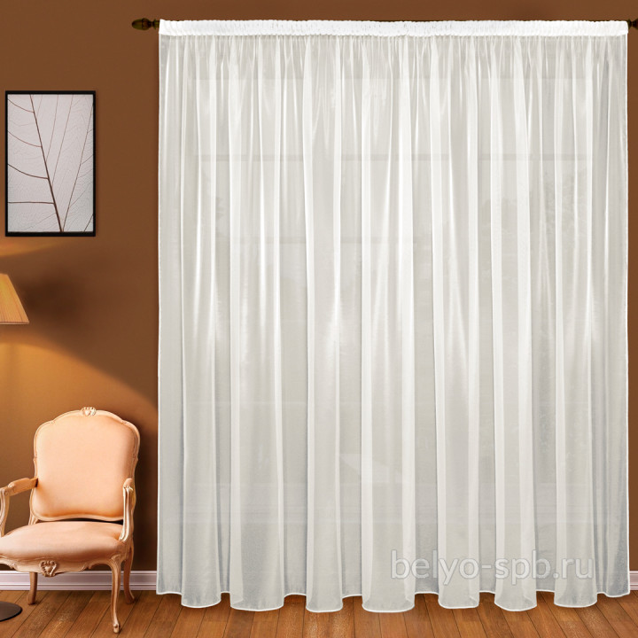 Штора высокая из вуали с утяжелителем (шампань) ширина 400 см