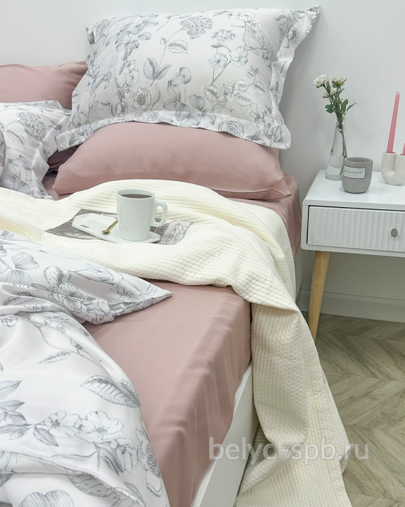 Hellen smoke rose tencel ( в детскую кроватку) с простыней на резинке, 100 % 'эвкалиптовое волокно