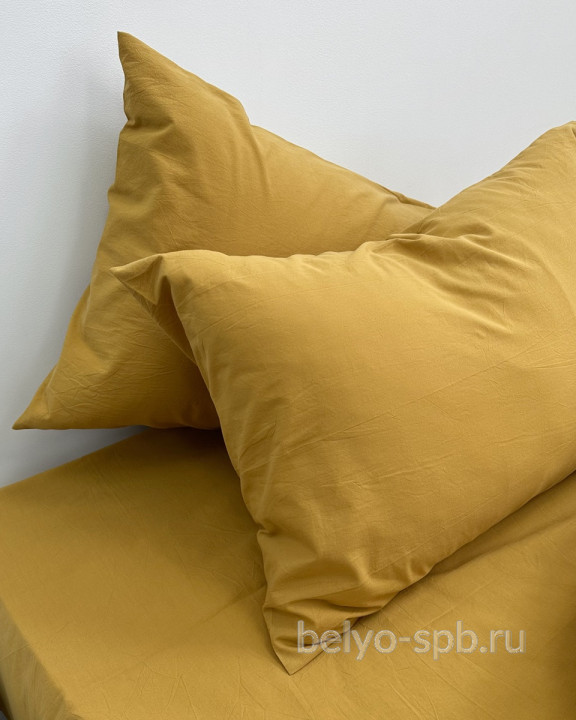 Простыня на резинке Mustard, вареный хлопок